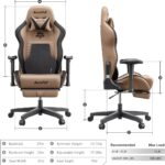 AutoFull C3 Gaming Chair, Racing Style Gaming Chair with Ergonomic Lumbar Support,Adjustable High Back PU Leather PC Chair with Footrest,Brown - Image 3