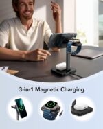 ESR Qi2 3 in 1 Charging Station with CryoBoost, [Certified] Phone-Cooling Wireless Charger, 15W Qi2 MagSafe Charger Stand for iPhone16/15/14/13/12 Series, AirPods 4/3/Pro/Pro 2, Apple Watch, Black - Image 4