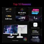 ASUS ROG Strix 27” 4K HDR USB-C Gaming Monitor (XG27UCG-W) – White, UHD (3840x2160) Dual Mode (4K 160Hz or FHD 320Hz), 1ms, Fast IPS, ELMB Sync, G-SYNC Compatible, AI Gaming, 3yr Warranty - Image 3