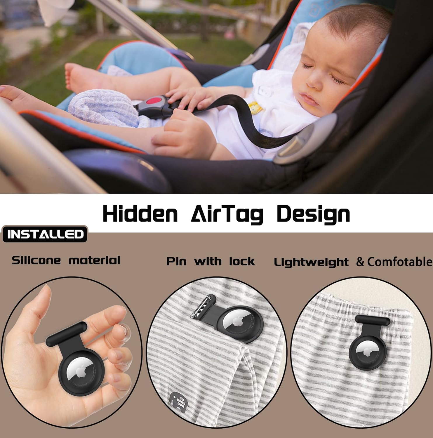 Apple Airtag Holder for Kids Hidden-4 Pack GPS Tracker Case,The Hidden Air Tags with pin is,sutable for Children, Elderly, Backpack,Luggage. - Image 3