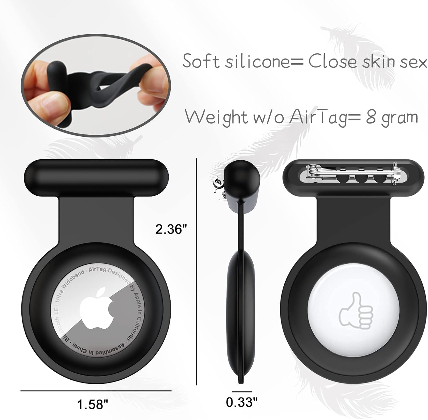 Apple Airtag Holder for Kids Hidden-4 Pack GPS Tracker Case,The Hidden Air Tags with pin is,sutable for Children, Elderly, Backpack,Luggage. - Image 4