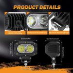 Auxbeam 4 Inch LED Pod, Square Pod Light with 5050 LED White Flood Beam Offroad Driving Fog Light with Wiring Harness for Jeep Wrangler Truck Pickup SUV ATV UTV (2 Pcs) - Image 4