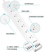 BN LINK Smart Plug Power Strip，Surge Protector with 6 Individually Controlled Smart Outlets, 4 USBs (incl. 20W USB-C), Compatible with Alexa and Google Home - Image 5