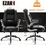 High Back Office Chair- Flip Arms Adjustable Built-in Lumbar Support, Executive Computer Desk Chair Work Chairs, Thick Padded Strong Metal Base Quiet Wheels, Ergonomic Design for Back Pain - Image 4