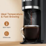 Small Single Serve Coffee Maker, Fast Brew One Cup Coffee Machine for K Cup and Grounds, 6 to 12 oz. Brew Sizes, Capsule Coffee Machine with Descaling Reminder and Viewing Tank, Black - Image 3