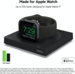 Belkin Apple Watch Charger - Fast Wireless Charging Pad - Travel Charger with Nightstand Mode W/USB-C Cable Included for Apple Watch (Compatible with All Models) - Black - Image 3