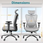 Duramont Ergonomic Office Chair - Adjustable Desk Chair with Lumbar Support and Rollerblade Wheels - High Back Chairs with Breathable Mesh - Thick Seat Cushion, Head, and Arm Rests - Reclines - Image 3