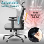 Duramont Ergonomic Office Chair - Adjustable Desk Chair with Lumbar Support and Rollerblade Wheels - High Back Chairs with Breathable Mesh - Thick Seat Cushion, Head, and Arm Rests - Reclines - Image 4