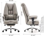 Big and Tall Office Chair 400lbs Wide Seat, Leather High Back Executive Office Chair with Foot Rest, Ergonomic Chairs Lumbar Support for Lower Back Pain Relief (Light Grey) - Image 3