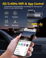 GKU Dash Cam Front and Rear Camera – 4K+1080P Dual Dash Camera for Cars with 64GB SD Card, 5GHz WiFi & App Control, Night Vision, Parking Mode, G-Sensor, Loop Recording, WDR, 170° Wide Angle - Image 4