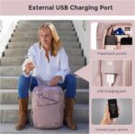Swissdigital Design Laptop Backpack For Women,College Bookbags With USB Charging Port,Cute Computer Backpacks For Work Business,Pink | KATY ROSE - Image 3