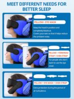 Airplane Pillow Combo with Chin Strap, Travel Pillows for Airplanes with Sleep Eye Mask, Plane Pillow for Long Flights, Car Road Trip, 360° Headrest, Stop Bobblehead, FSA HSA Eligible, Black - Image 3