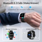 Smart Watches for Men Android iPhone, [1.99" Amoled Screen] Fitness Tracker Smartwatch with Bluetooth Calls, AI Control, Heart Rate/SpO2/Sleep Monitor, 12 Days Battery, 3ATM Waterproof - Balck - Image 5