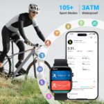 Smart Watches for Men Android iPhone, [1.99" Amoled Screen] Fitness Tracker Smartwatch with Bluetooth Calls, AI Control, Heart Rate/SpO2/Sleep Monitor, 12 Days Battery, 3ATM Waterproof - Balck - Image 7
