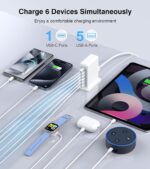 Charging Station for Multiple Devices, 45W 6 Port USB Charger Charging Block with 1 USB-C 5 USB-A Port, Power Strip Plug Charging Multi Travel Chargers for iPhone iPad, Tablets, Smartphones - Image 3