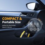 Tire Inflator Portable Air Compressor - Air Pump for Car Tires - 12V DC Compact Tire Pump with Auto Shutoff Function - Multipurpose Car Accessory with LED Light, Yellow, Medium - Image 4