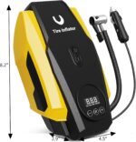 Tire Inflator Portable Air Compressor - Air Pump for Car Tires - 12V DC Compact Tire Pump with Auto Shutoff Function - Multipurpose Car Accessory with LED Light, Yellow, Medium - Image 6