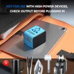Unidapt Universal Travel Adapter, International Plug Adapter Fast 2,4A 4-USB European Power Plug, AC Wall Charger – Worldwide Outlet for Europe US USA UK EU AUS, Blue - Image 5