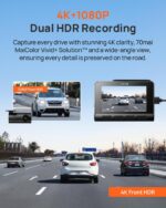 70mai A810 4K Dash Cam Front and Rear, Dual Dash Camera for Cars with Starvis2 HDR Night Vision, 4G LTE Support, ADAS, Built in GPS&WiFi, 24/7 Parking Mode, AI Motion Detection, Time-Lapse - Image 3