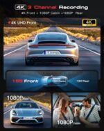 3 Channel 4K Dash Cam, Dash Camera for Cars with STARVIS 2 HDR Night Vision, 4K+1080P+1080P Front Inside and Rear Triple Car Camera, GPS, 24H Parking Mode, Free 64GB Card - Image 3