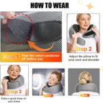 RURING Travel Pillows for Airplanes, Travel Neck Pillow Travel Pillow, Neck Pillow Airplane Memory Foam 360 Degree Support Stowable Pillows for Airplanes Offices and Cars (Dark Gray) - Image 3