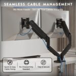 BONTEC Dual Monitor Stand, Adjustable Gas Spring Arms Monitor Desk Mount for 15-32 Inch Screens, Upgraded Full Motion VESA Mount with C Clamp, Grommet Base, Tilt, Swivel, Rotation - Image 5