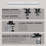 BONTEC Dual Monitor Stand, Adjustable Gas Spring Arms Monitor Desk Mount for 15-32 Inch Screens, Upgraded Full Motion VESA Mount with C Clamp, Grommet Base, Tilt, Swivel, Rotation - Image 7