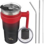 20 oz Tumbler with Handle and 2 Straw 2 Lid, Insulated Water Bottle Stainless Steel Vacuum Cup Reusable Travel Mug,Mystic Moon - Image 2