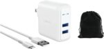Anker 2-Port PowerPort 24W Wall Charger with PowerIQ Technology, Dual USB-A Ports, Fast Charging for iPhone, Samsung, Tablets, and More, Travel Design with Foldable Plug, W/Lightning Cable & Pouch - Image 2