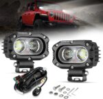 Auxbeam 4 Inch LED Pod, Square Pod Light with 5050 LED White Flood Beam Offroad Driving Fog Light with Wiring Harness for Jeep Wrangler Truck Pickup SUV ATV UTV (2 Pcs) - Image 2