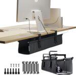 CableCare No Drill Under Desk Cable Management Tray 27.3" -for Desk Wire Management - Premium Black Fabric to Hide Cords - Clamp/Screw Mount - Supports Upto 66lbs - Cable Management Under Desk - Image 2