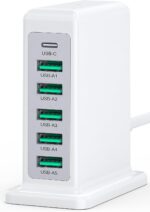 Charging Station for Multiple Devices, 45W 6 Port USB Charger Charging Block with 1 USB-C 5 USB-A Port, Power Strip Plug Charging Multi Travel Chargers for iPhone iPad, Tablets, Smartphones - Image 2