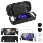 CoBak Hard Carrying Shell Case for PlayStation Portal Remote Player - with 2 Screen Protector, 1 Grip Case, 4 Thumb Grip Caps, Hard Outer Cover for PS5 Portal, Black - Image 2