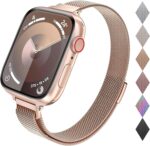Compatible with Apple Watch Band 38mm 40mm 41mm 42mm 44mm 45mm 49mm, Stainless Steel Slim & Thin Milanese Magnetic Clasp Strap Women and Men Replacement Band for iWatch Series SE 9 8 7 6 5 4 3 2 1 - Image 2