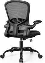 FelixKing Office Desk Chairs, Ergonomic PC Desk Chair with Wheels, Adjustable Lumbar Support and Height, Swivel Computer Chair with Flip-up Armrests, Ergo Mesh Backrest for Working (Black) - Image 2