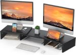 LORYERGO Dual Monitor Stand for 2 Monitors, Desk Riser With Storage, Computer Stand w/Slot for Tablet Cellphone, for PC, Laptop, Printer - Image 2