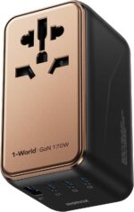 MOMAX Universal Travel Adapter, 170W GaN International Power Adapter, 2 USB-C 2 USB-A, Worldwide Travel Plug Adapter, International Power Adapter for Most Europe, USA, Japan, Australia (Type C/A/G/I) - Image 2