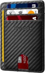 RUNBOX Black Slim Minimalist RFID Blocking Front Pocket Leather Wallets for Men Women Gift Box - Image 2