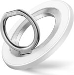 Syncwire Magnetic Phone Ring Holder and Finger Grip Kickstand - Compatible with MagSafe, iPhones, Androids, and Car Mounts - Off-White - Image 2