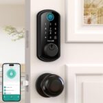 WiFi Smart Door Lock Set: Hornbill Keyless Entry Door Lock Deadbolt with Handle Set Fingerprint Front Door Lock with 2 Knobs Alexa Bluetooth Remote Code Auto Lock for Home Hotel Security Black - Image 2