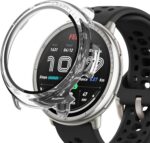 (1 Pack) Orzero Watch Case Compatible for Amazfit Active 2, Protective PC Frame Face Cover Built-in Tempered Glass Screen Protector, Scratch Resistant Shock Absorbing - Crystal Clear - Image 2