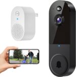 1080P Wireless Video Doorbell Camera with Chime Ringer, Night Vision, Cloud Storage, 2.4GHz Wi-Fi, Smart AI Human Detection, 2-Way Talk, Real-Time Alert, Battery Powered for Home Security (Black) - Image 2