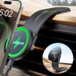 15W Only for iPhone MagSafe Car Mount Charger, 360% Adjustable Aluminum Alloy Arm, Relocatable Car Phone Holder, Magnetic Wireless Fast Charging, Cell Phone Holder for All Car Models, Black - Image 2