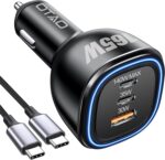 165W USB C Car Charger, Super Fast Charging GaN Charger PD3.1 140W/35W PPS 45W+USBA 30W Multi Ports Car Cigarette Lighter Adapter With Type C Cable For iPhone/Samsung/Pixel/iPad Macbook Pro Air Laptop - Image 2