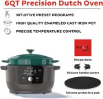 Instant Electric Round Dutch Oven, 6-Quart 1500W, From the Makers of Instant Pot, 5-in-1: Braise, Slow Cook, Sear/Sauté, Cooking Pan, Food Warmer, Enameled Cast Iron, Included Recipe Book, Green - Image 3