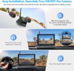 4 Magnetic Solar Wireless Backup Camera HD1080P 9" Loop Recording Monitor, Quad RV Rearview Backup Cameras Wireless System for Trailer RV Trucks, Built-in 9600mAh Solar Battery, BL904 - Image 3
