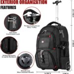 star cloud 21x14x9 Rolling Backpack with Wheels - Water-Resistant, 17.3" Laptop Compartment, Ideal Carry-On for Overnight Travel, College, Work - Wheeled Business Backpack for Adults - Image 5