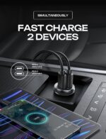 LISEN 90W USB C Car Charger, 2-Port PD 45W & QC 3.0 USB C Cigarette Lighter Adapter for iPhone 16 [All Metal & Mini] USB C Car Charger Fast Charging for iPhone 16/15/14/13 Pro, Galaxy S25/S24, iPad - Image 4