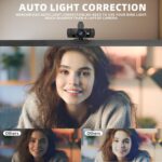 Full HD Webcam for PC 1080P with Microphone,Computer Webcam 110° Field of View Streaming Camera with Cover Tripod Auto Light Correction Webcams for Zoom,Video Call, Skype,Teams - Image 3