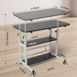 BYMECOST Adjustable Height Student Computer Desk, Mobile Portable Laptop Table for Home Office, 31.5" Small Spaces Standing Desk with Storage for Bedside Study Work Game on Wheels - Image 3
